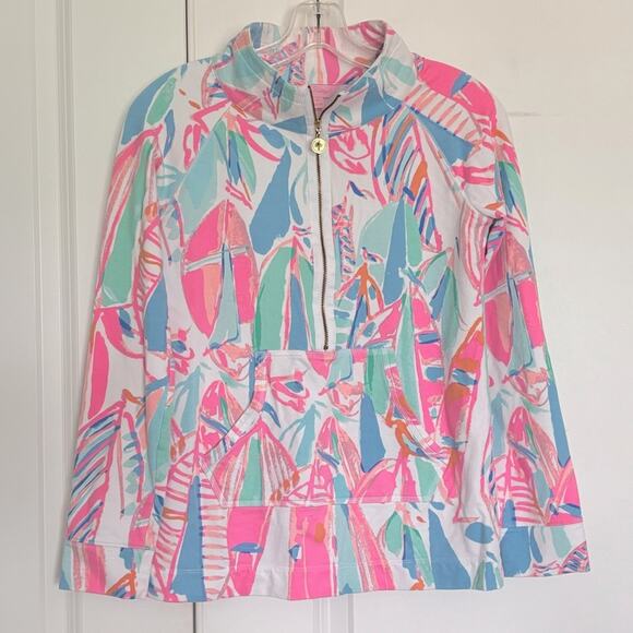 Lilly Pulitzer Tops - Lilly Pulitzer Skipper Popover Out To Sea Half Zip Lightweight Pullover XS